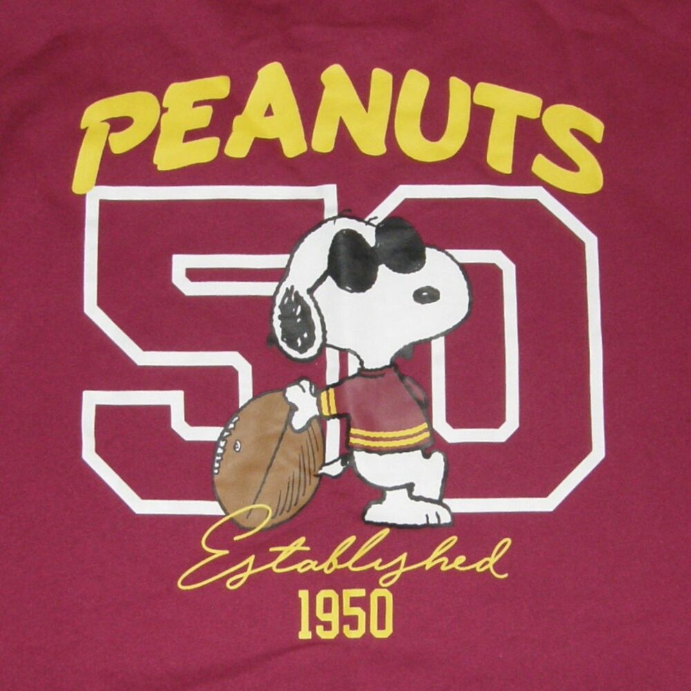 NEW  Purplish Red Sz Small Football Theme Embroidered SNOOPY Sweatshirt PEANUTS - Picture 5 of 5
